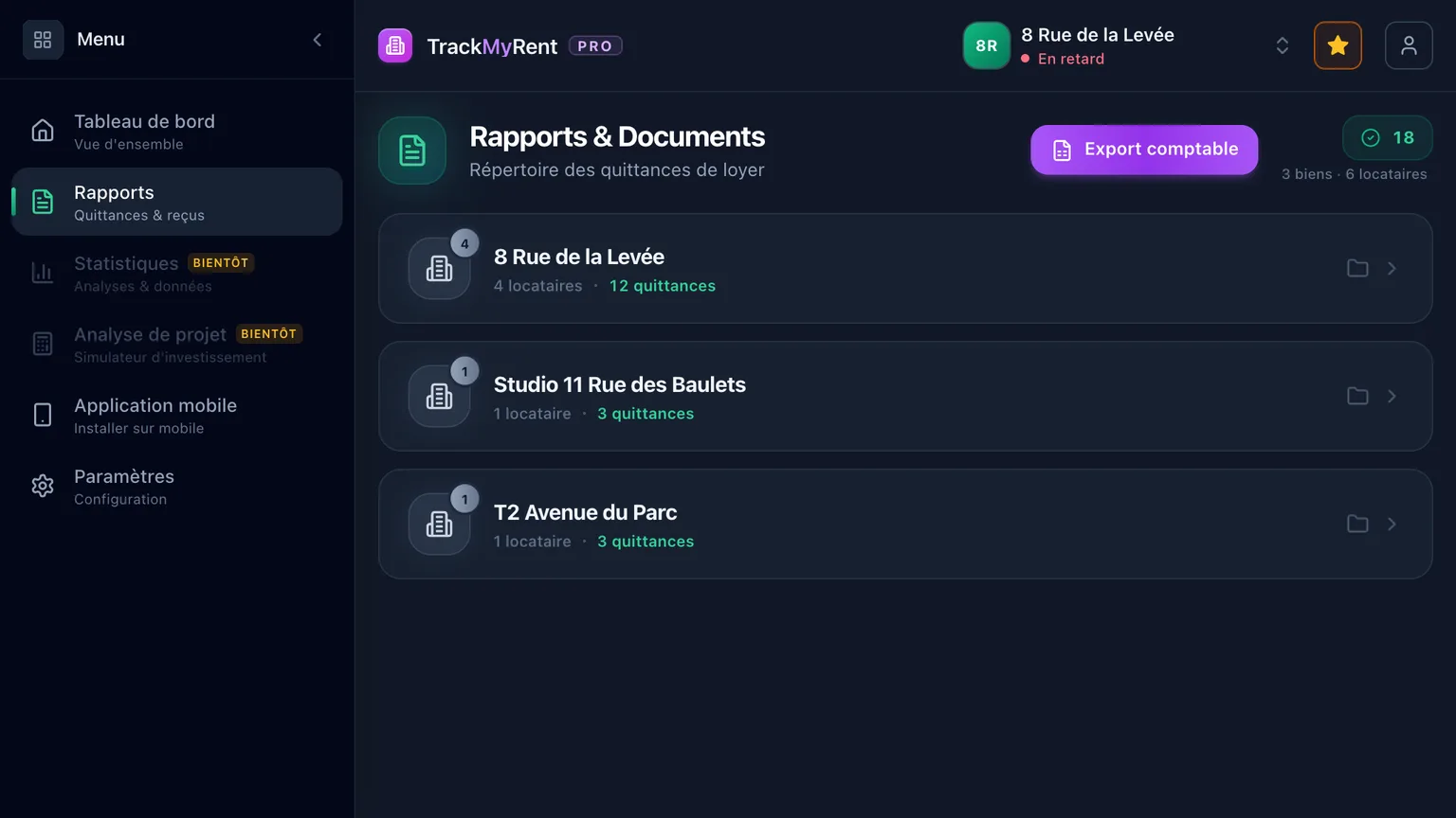 Toutes vos quittances, classées par bien